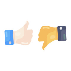 
Thumbs up and thumbs down showing concept of customer feedback icon

