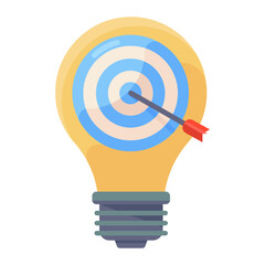 
Icon of light bulb with dartboard, idea marketing vector 
