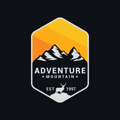 Mountain adventure logo icon vector template. Premium design mountain logo adventure.