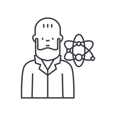 Scientist icon, linear isolated illustration, thin line vector, web design sign, outline concept symbol with editable stroke on white background.