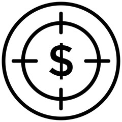 
Budget target. Dollar coin with focus sign presents the fund hunting symbol
