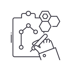 Scientific formula icon, linear isolated illustration, thin line vector, web design sign, outline concept symbol with editable stroke on white background.