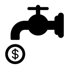 
Dollar with faucet denoting concept of money tap icon
