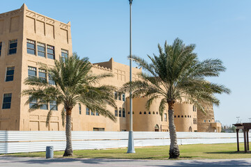 A clay castle building at the corniche park in Dammam, Sudi Arabia