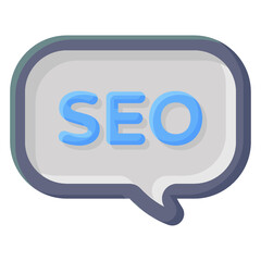 
A modern flat icon of seo chat, speech bubble 
