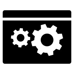 
Gears inside website, web settings flat icon 
