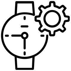 
A wristwatch and a cogwheel sign illustrating time management
