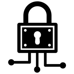 
Flat icon of lock with nodes, digital lock icon
