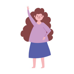 happy woman standing cartoon isolated white background