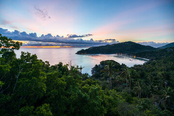 John-Suwan Viewpoint sunset over Ko Tao in the Gulf of Thailand