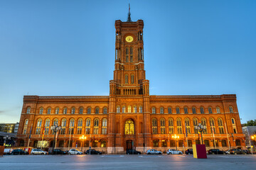 The famous Rotes Rathaus, the townhall of Berlin, at dawn