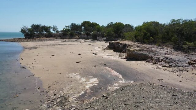 Moving drone shot of East Point Reserve Beach In Darwin, Northern Territory