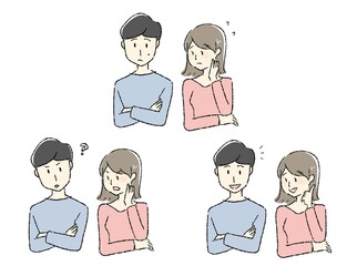 子育てに悩む夫婦のイラスト