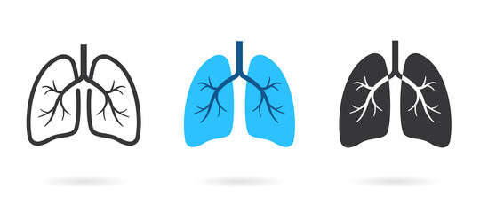 Human lungs icons on white background. - obrazy, fototapety, plakaty