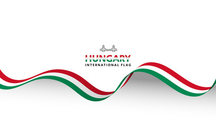 Hungary flag wave flowing flutter banner concept with white copy space background vector illustration.