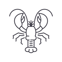 Lobster icon, linear isolated illustration, thin line vector, web design sign, outline concept symbol with editable stroke on white background.