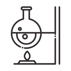 biology flask and burner science element line icon style
