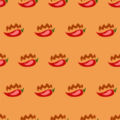 Chili peppers seamless pattern. Chill outline seamless pattern and shadow for use as wallpaper