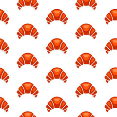 Croissant seamless pattern on brown background for bakery, cafe, loaf store, bread house, coffee shop, food market.  packaging design wrapping paper and background design