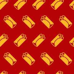 Seamless pattern mexican burrito, kebab background for fast food textile, wrapping paper, package, restaurant or cafe menu banners