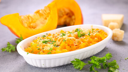 homemade pumpkin gratin with cheese