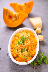 homemade pumpkin gratin with cheese