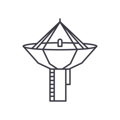 Satellite dish icon, linear isolated illustration, thin line vector, web design sign, outline concept symbol with editable stroke on white background.