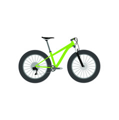 fat mountain bike, rigid on white background