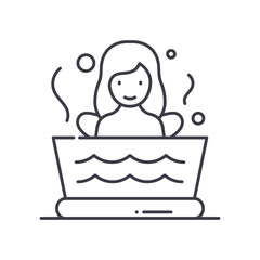 Sauna spa icon, linear isolated illustration, thin line vector, web design sign, outline concept symbol with editable stroke on white background.