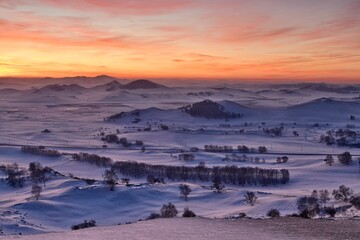 中国内蒙古乌兰布统草原冬季风光
