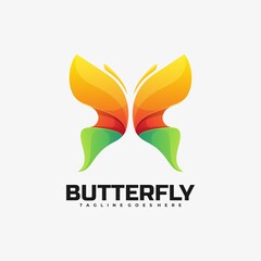 Vector Logo Illustration Butterfly Gradient Colorful Style.