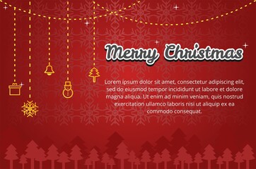 Fototapeta na wymiar Red Christmas Background for poster, flyer, banner, greeting card, etc. Editable vector illustration