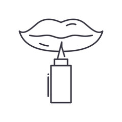 Lip liner icon, linear isolated illustration, thin line vector, web design sign, outline concept symbol with editable stroke on white background.