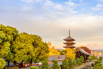 夕刻の京都　東寺　五重塔