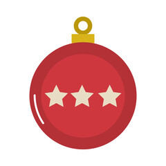 Obraz premium merry christmas, red ball with stars decoration cartoon flat icon