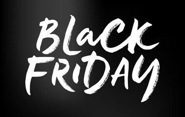 Brush lettering of Black Friday with grunge texture for banner, badge, web, poster. Calligraphy for special shopping day in November, global clearance sale. Discount time. Vector illustration EPS 10