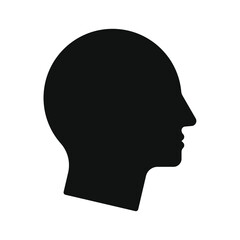 Human head shape vector icon. Person side profile silhouette sign. Man face symbol. Avatar portrait logo. Clip-art illustration. Isolated on white background.