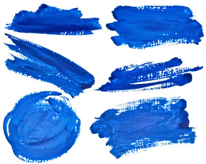 Blue paint stroke. A stroke of the brush across the paper with blue watercolor