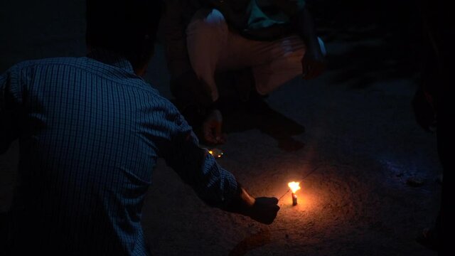 Diwali celebration with fireworks firecrackers fulbaja fatake in India Mumbai banned 2020 friends paus chitput