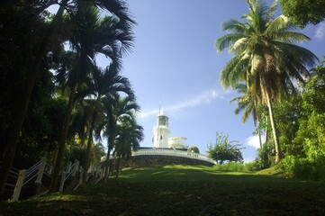 a white light house on the hill at Tanjung Tuan Port Dickson Malaysia
