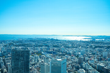Fototapeta premium 【横浜ランドマークタワーより】横浜市、都市景観・眺望