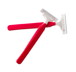 Set of disposable shaver razors isolated on white background