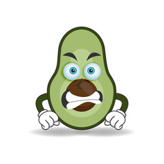 Avocado mascot character with angry expression. vector illustration