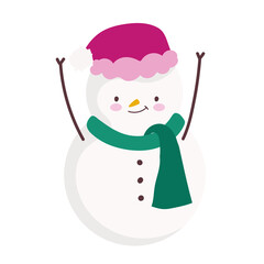 merry christmas snowman with hat decoration celebration icon design