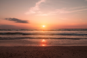 Tropical nature clean beach sunset sky time with sun light.