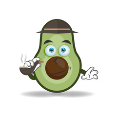 Avocado mascot character smoking. vector illustration