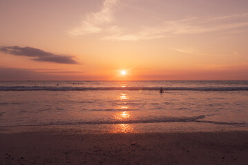 Tropical nature clean beach sunset sky time with sun light.