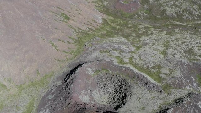Flyover Eldborg next to Geitafell on famous Reykjanes peninsula