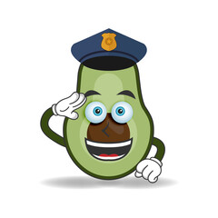 The Avocado mascot character becomes a policeman. vector illustration