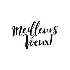 Text in French: Best wishes. Vector illustration. Christmas lettering. Ink illustration.